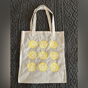 Lemon Print Canvas Tote Bag